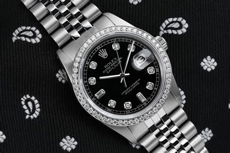 rolex datejust quadrante nero diamanti|rolex datejust diamanti.